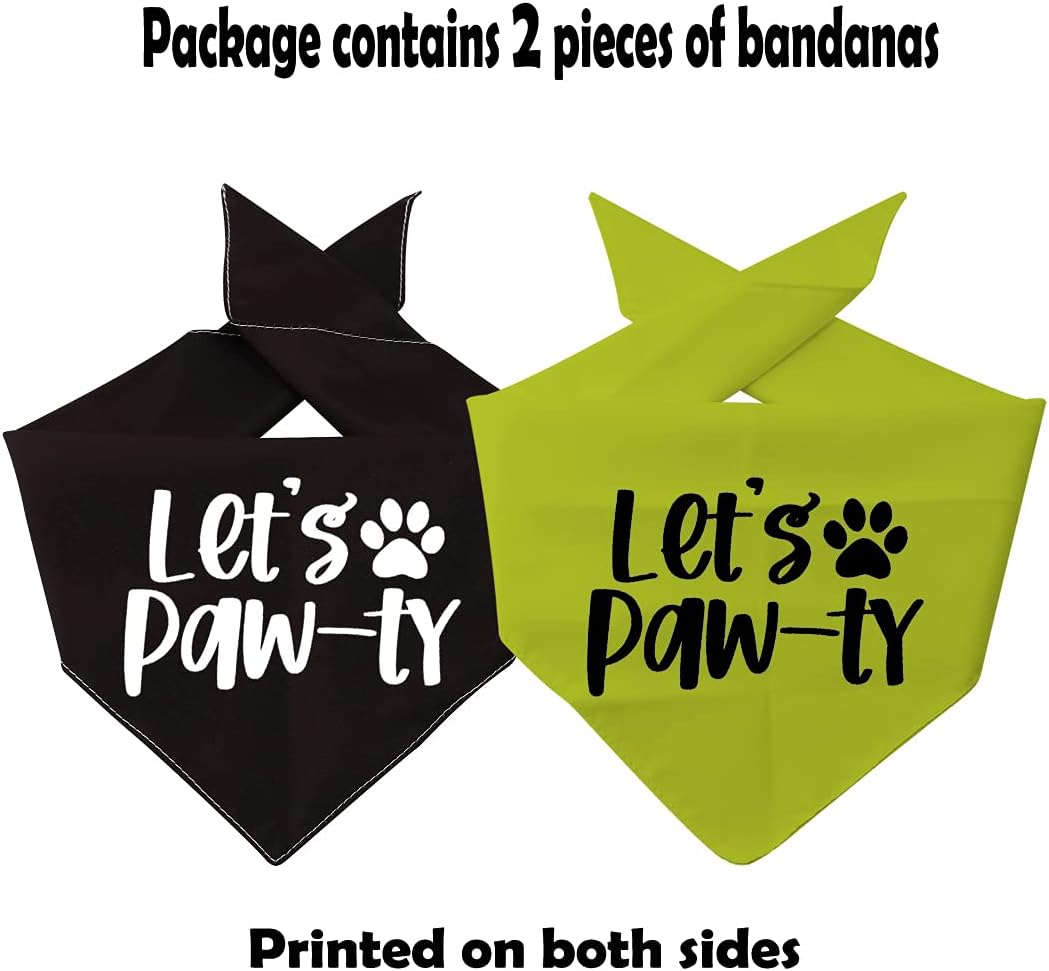 2 Pack Let's Paw-ty Dog Bandana Birthday Bandana Party Bandana Animal Neckwear (Let's Paw-ty) - Image 5