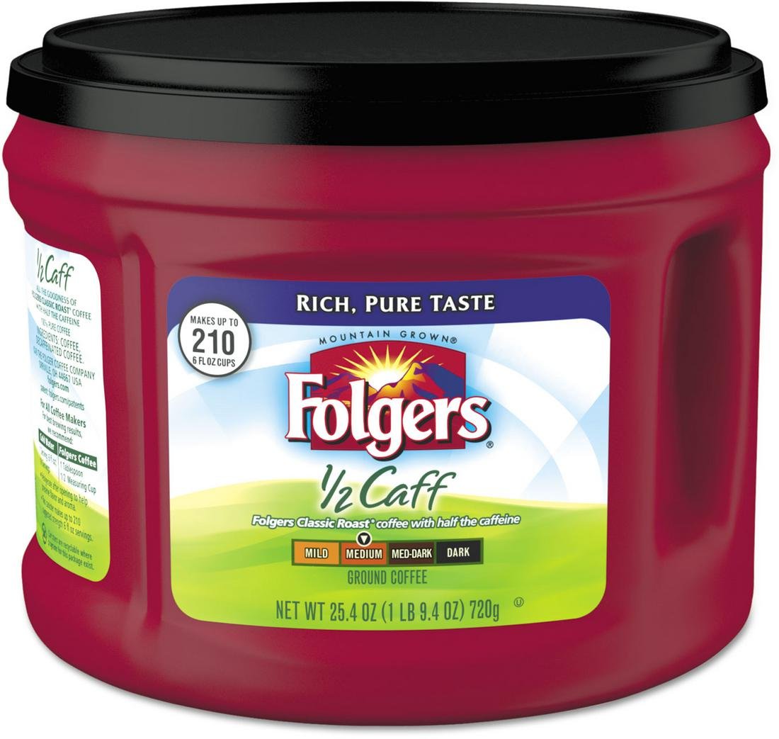 Folgers 1/2 Caff Coffee 720g wanna Sprawia, że 210 porcji