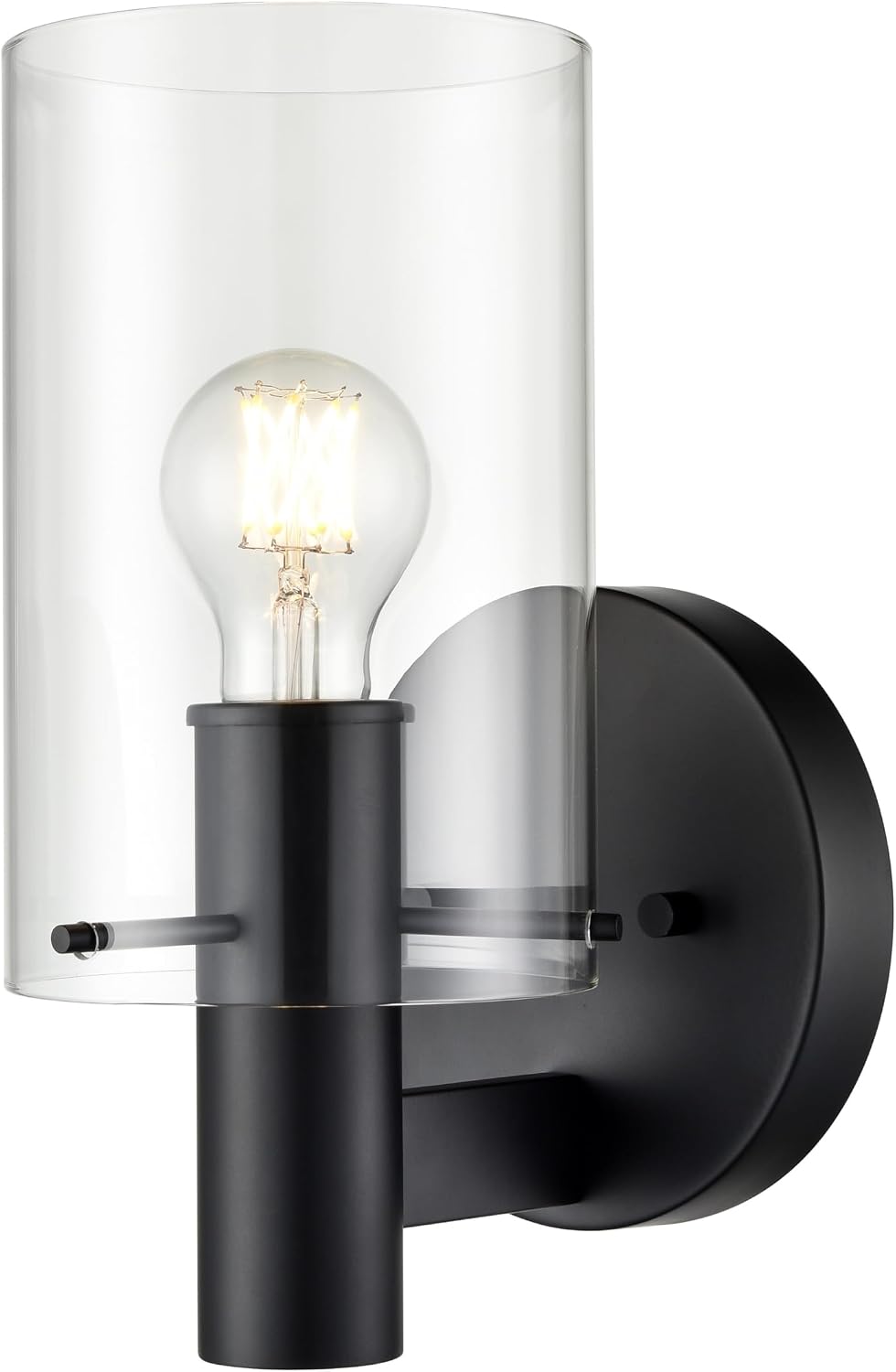 ML Lighting | Apolla Collection | 55101-MB | Indoor 1 Light Wall Sconce in Matte Black with Clear Glass Shade | Elegant and Versatile Design for Any Bathroom
