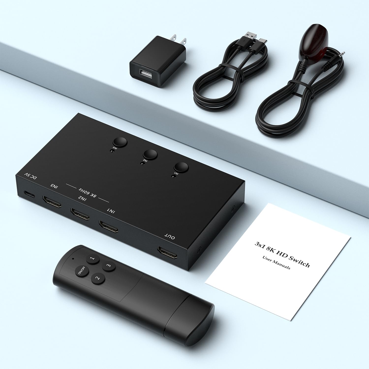 ZUZONG 8K @ 60Hz HDMI Switcher 3 in 1 Out Aluminum Support 4K @ 120Hz HDR10+ HDCP 2.3 CEC VRR HDMI 2.1 Switch Splitter Compatible with PS5/4 Xbox X/S Nintendo Switch/OLED Roku Apple TV Fire Stick UHD