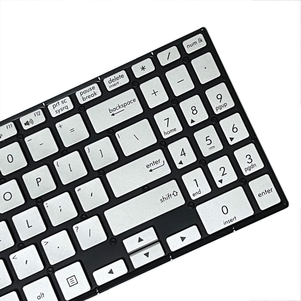 GinTai Laptops Keyboard Backlit US for Asus Q505 Q505UAR Q525UAR Q525UA UX561 UX561UAR UX561UA UX561UN Q505UA SN6570BL AEBKKU00070（Silver）