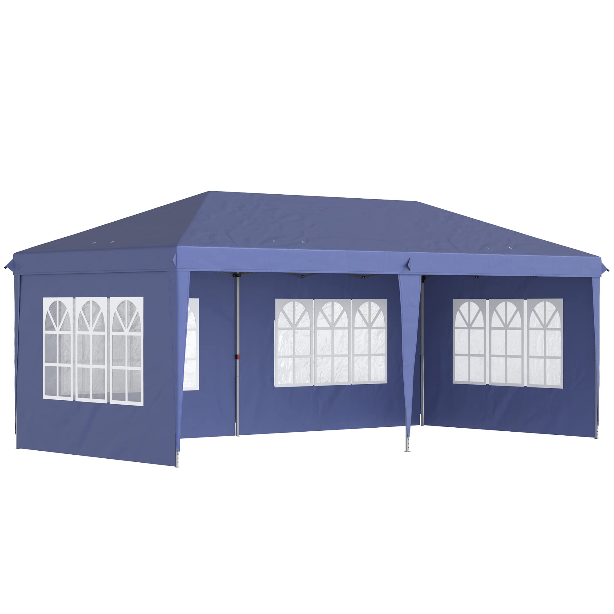 Outsunny Unisex Blue 3 X 6M Garden Pop Up Gazebo, Height Adjustable In