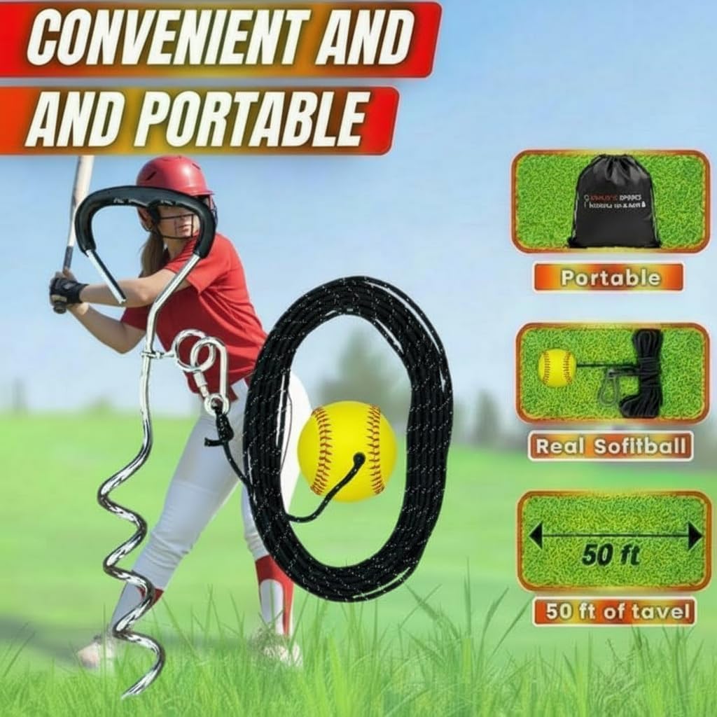 Baseball & Softball Swing Trainer – Practice Your Swing in The Backyard with a Real Ball & Get 50 Feet of Flight Feedback Ages