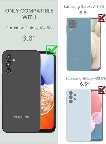 Miniatura 2 de Funda para Samsung Galaxy A14 5G con protector de pantalla de vidrio templado 2 unidades, protección de grado militar TPU suave y policarbonato