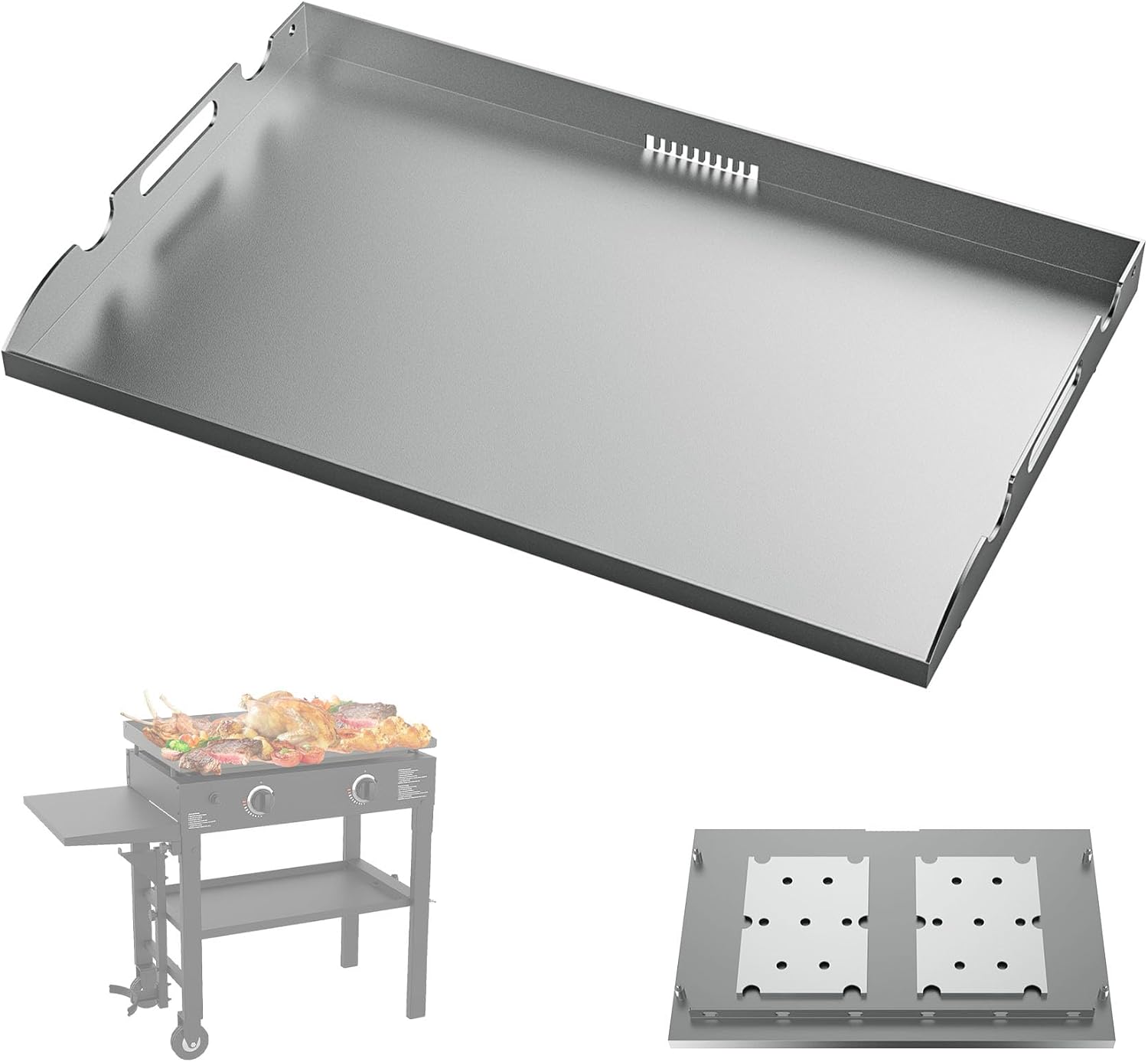 SafBbcue Upgrade 28" Griddle Replacement Top for Blackstone 28 inch Tabletop Griddle 1517 1856 1883 2094 1963 1924 Replacement Parts, 28 inch Flat Top Grill with Handy Handle, Heavy Carbon Steel 28" x 16.5" x 2.5"