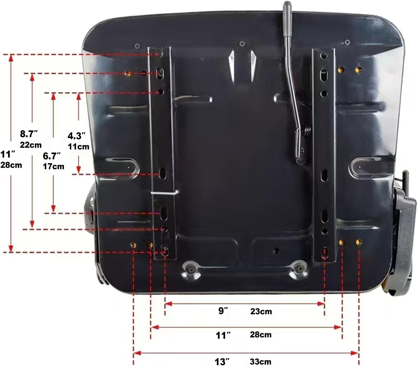 Universal Adjustable Forklift Seat with Safety Belt and Armrest, Adjustable Backrest and Slide Rail Waterproof PVC Mower Seat, for Tractor Excavator, Forklift, Skid Loader, Backhoe Dozer Telehandler