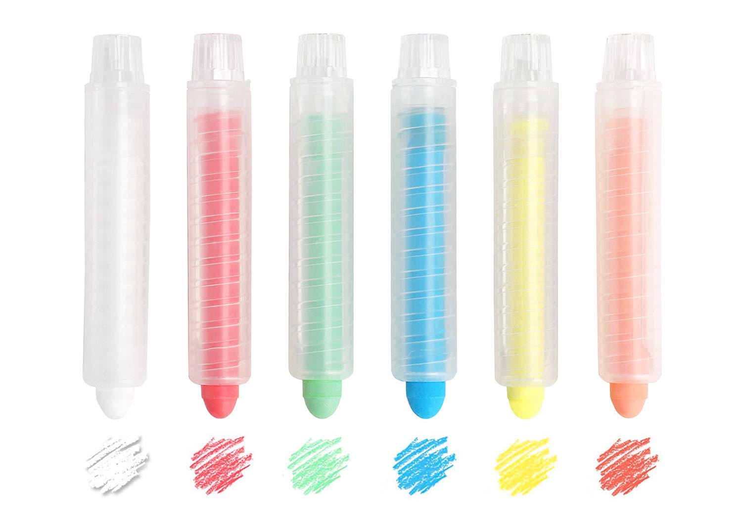 FakeFace 6Pcs 1.0mm Tip Chalk Markers Pen Washable Colored Chalk Pens Marker Dust Free Twistable Chalk Non-Toxic Chalks for Whiteboard Chalkboard Kids Doodle Drawing Writing