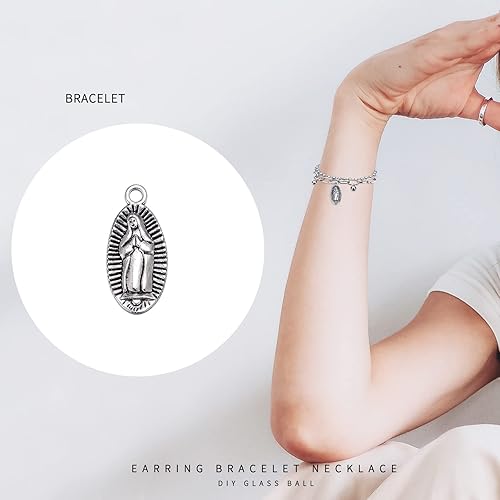 Miniatura 2 de 30 dijes de aleación católica de Jesús María Nuestra Señora de Gracia para centro de mesa de centro de mesa de rosario, colgante para bricolaje,
