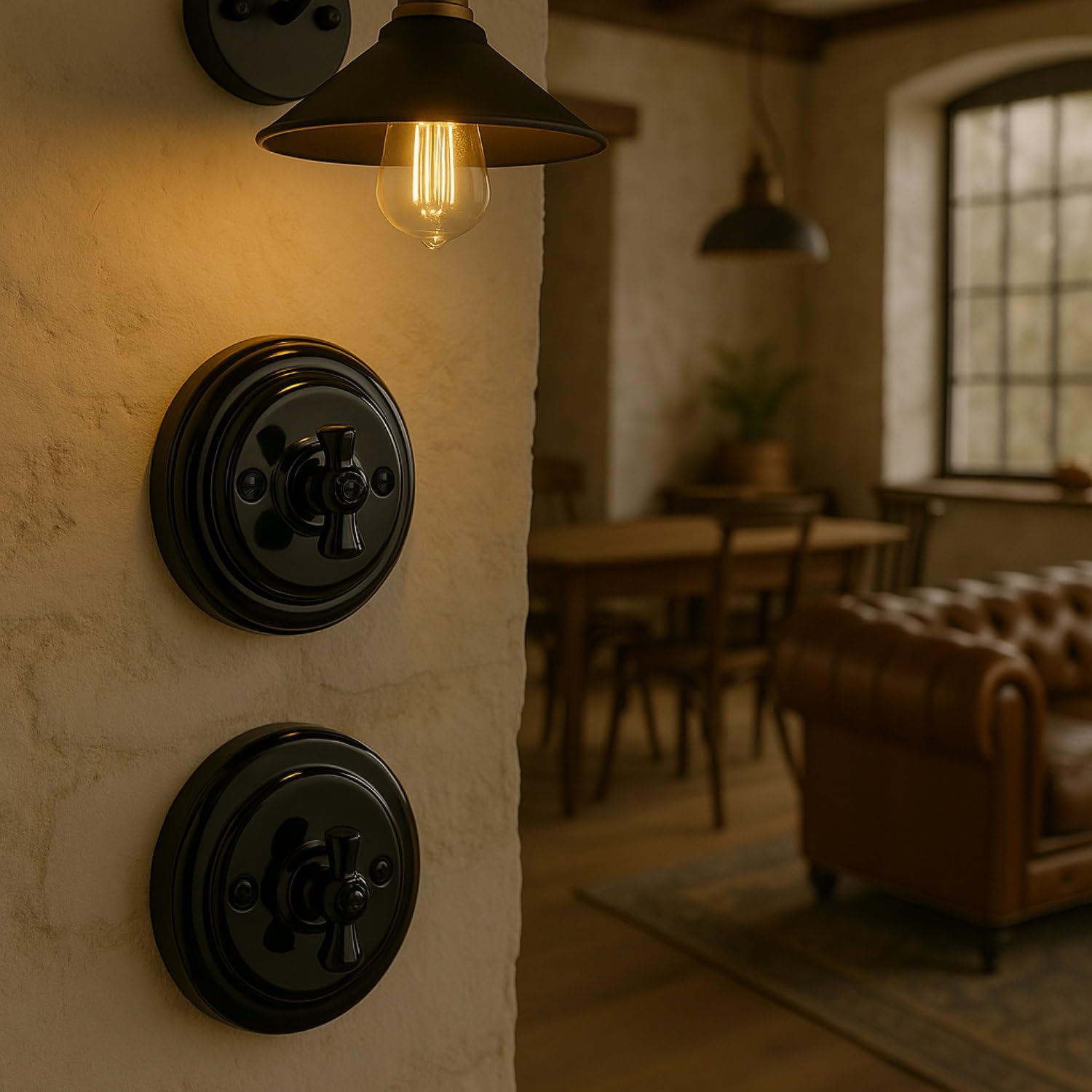 Flush-Mounted Porcelain Retro Rotary Button Bell Push Button All-in-One Series PR1 Black, Drehtaster I 1-fach 1-Weg - Image 4