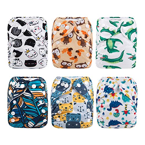 Image of ALVABABY Pocket Newborn for Less Than 12pounds Baby Snaps Cloth Diapers Nappy 6pcs with 12 Inserts 6SVB10 1