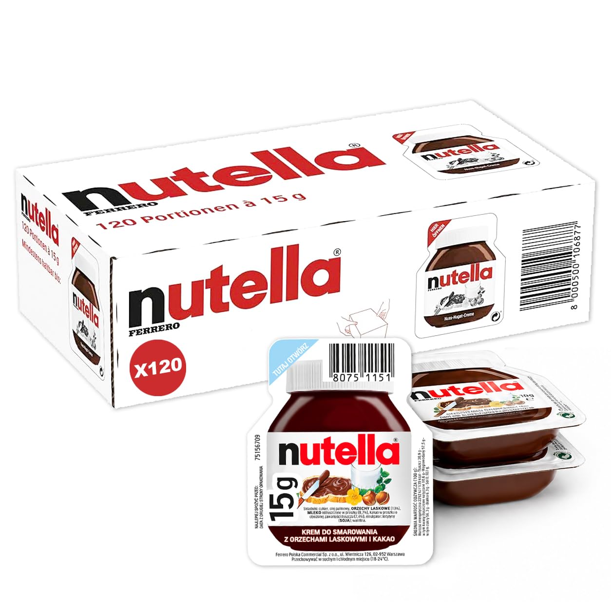 Nutella Nutella 15 gr kartontray nutella 120 pcs