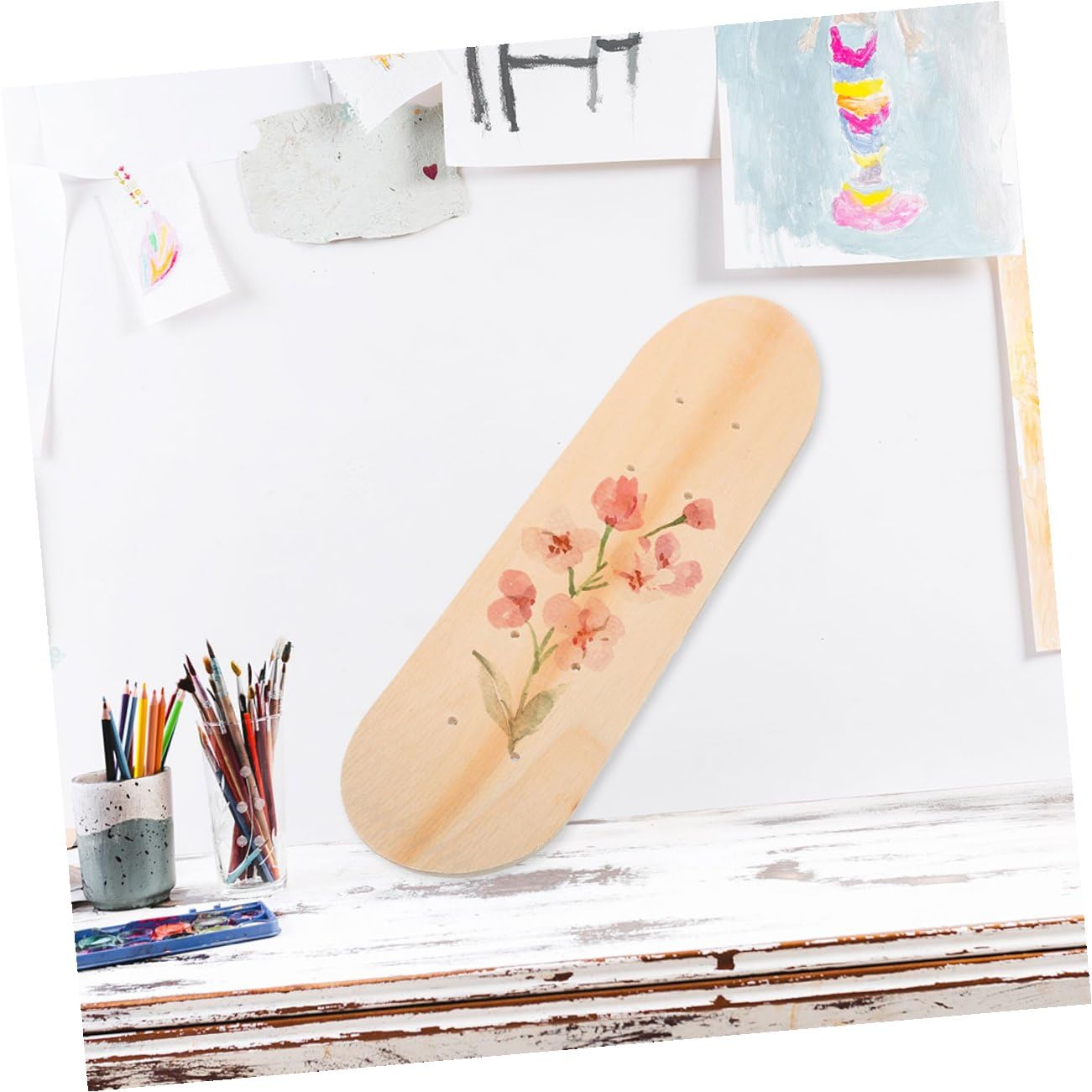 Cabilock Planche de Skateboard en Bois Brut 60 Cm Double Face 2 Pièces pour Bricolage Graffiti DIY, Surface Personnalisable, Skateboards Garçon et Filles Créatifs, Présent Artistique Plein