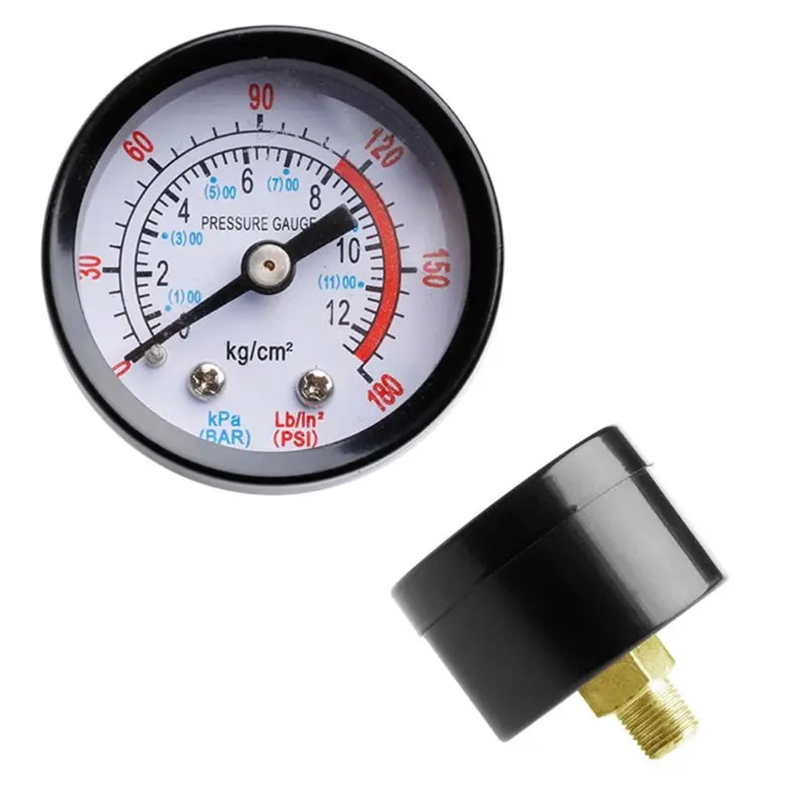 Manometro per Fluido Idraulico Pneumatico per compressore d'Aria 0-12 Bar 0-180 psi Manometro