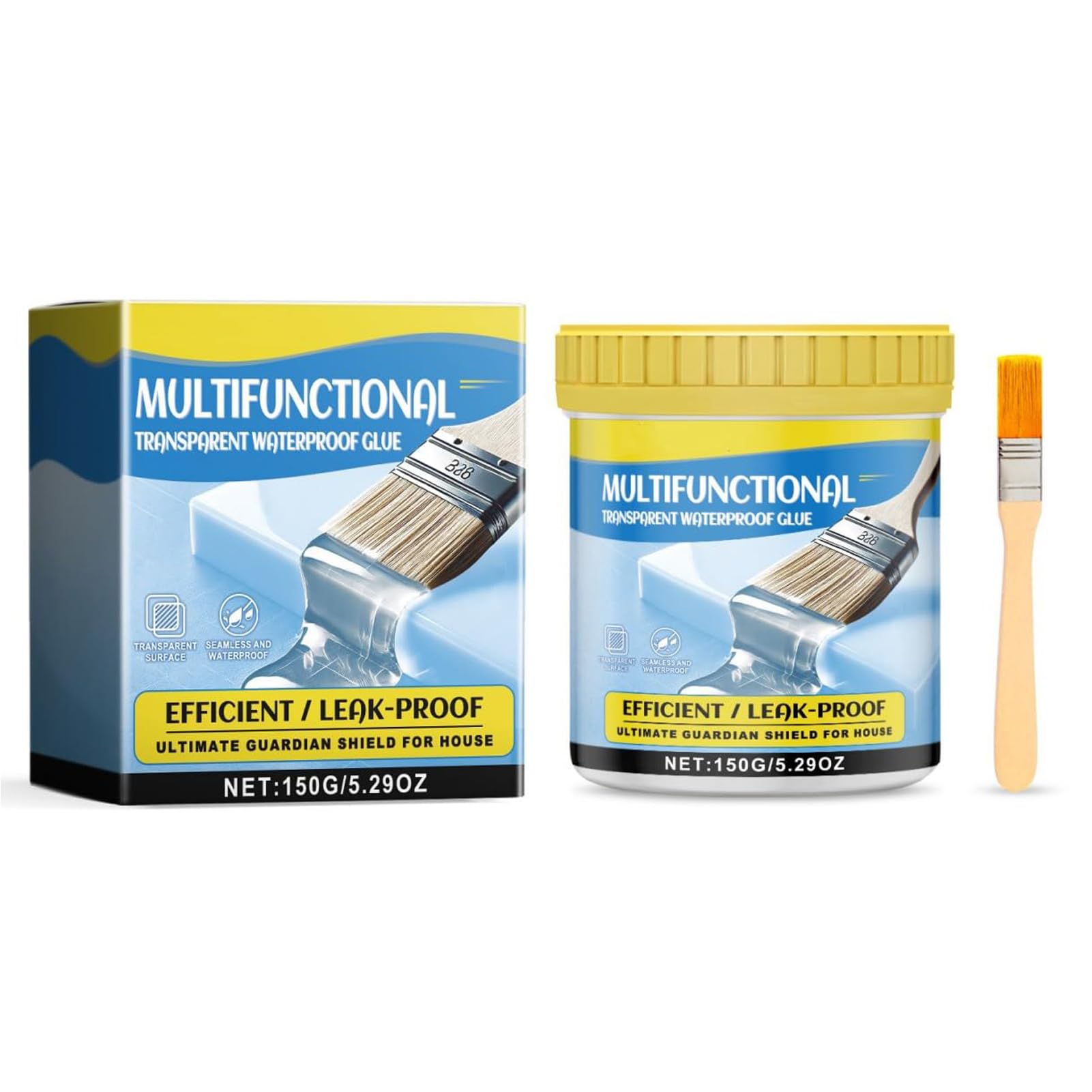 Transparent Leak Repair Sealant, Invisible Waterproof Agent, Multifunctional Invisible Waterproof Coating, Equipped with brush， for Roofs & Foundations, Effective Indoors & Outdoors (150g)