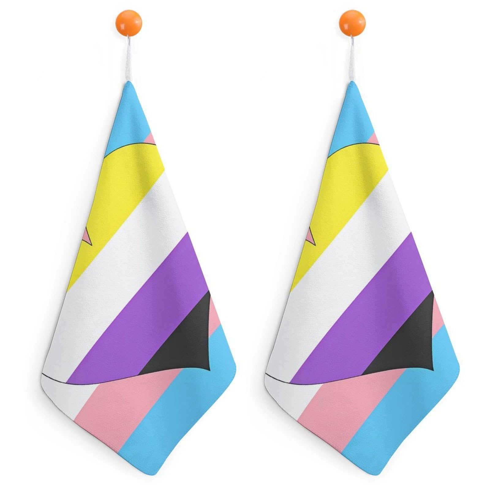 TXFBTRFSA Transgender Non-binary Flag Hand Towels with Hanging Loop Kitchen Towel Handkerchiefs Cleaning Cloths