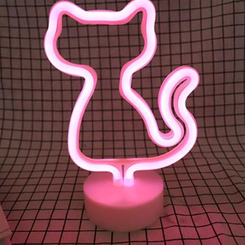 Paneles de luz LED inteligentes Luces de neón con Pedestal Decoración de la habitación BateríaUSB Operación Lámparas de neón Luces de neón para
