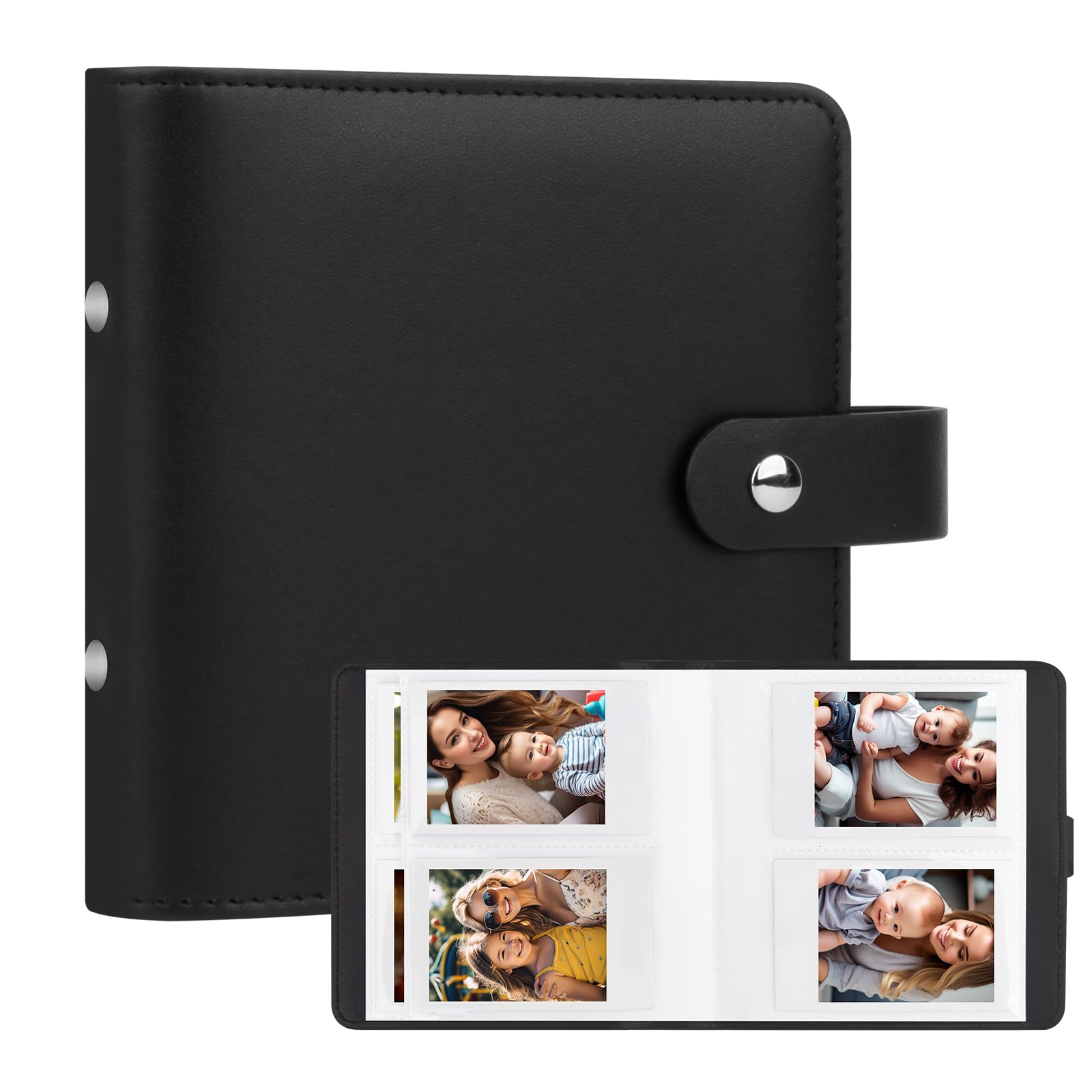 112 Tasche Mini Album Fotografico 2 x 3 Portatile Portafotografie Kpop Compatibile con Fujifilm Instax Mini Fotocamere/Polaroid Snap Touch/SocialMatic Fotocamere Istantanee (1Pack, Nero)