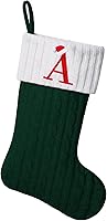 Vista 27 de Medias de Navidad con monograma de punto gris de 19.5 pulgadas. Calcetines de Navidad con inicial personalizadas, decoración de fiesta de Navidad