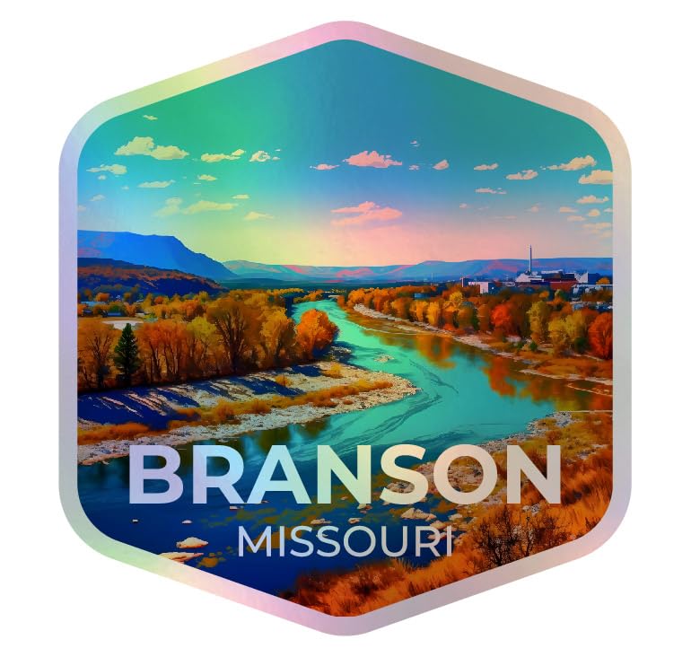 Vinilo de Branson Missouri: Pegatina holográfica de recuerdo de 4 pulgadas resistente.