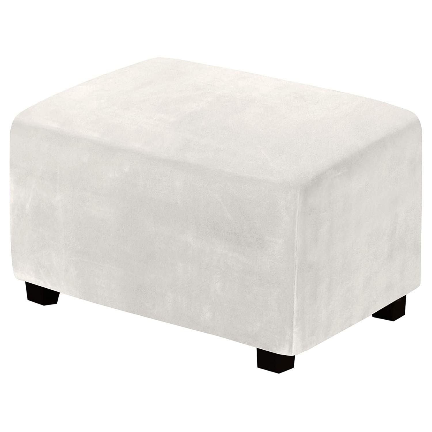 Housse de pouf en velours épais de couleur ivoire pour un salon élégant et confortable