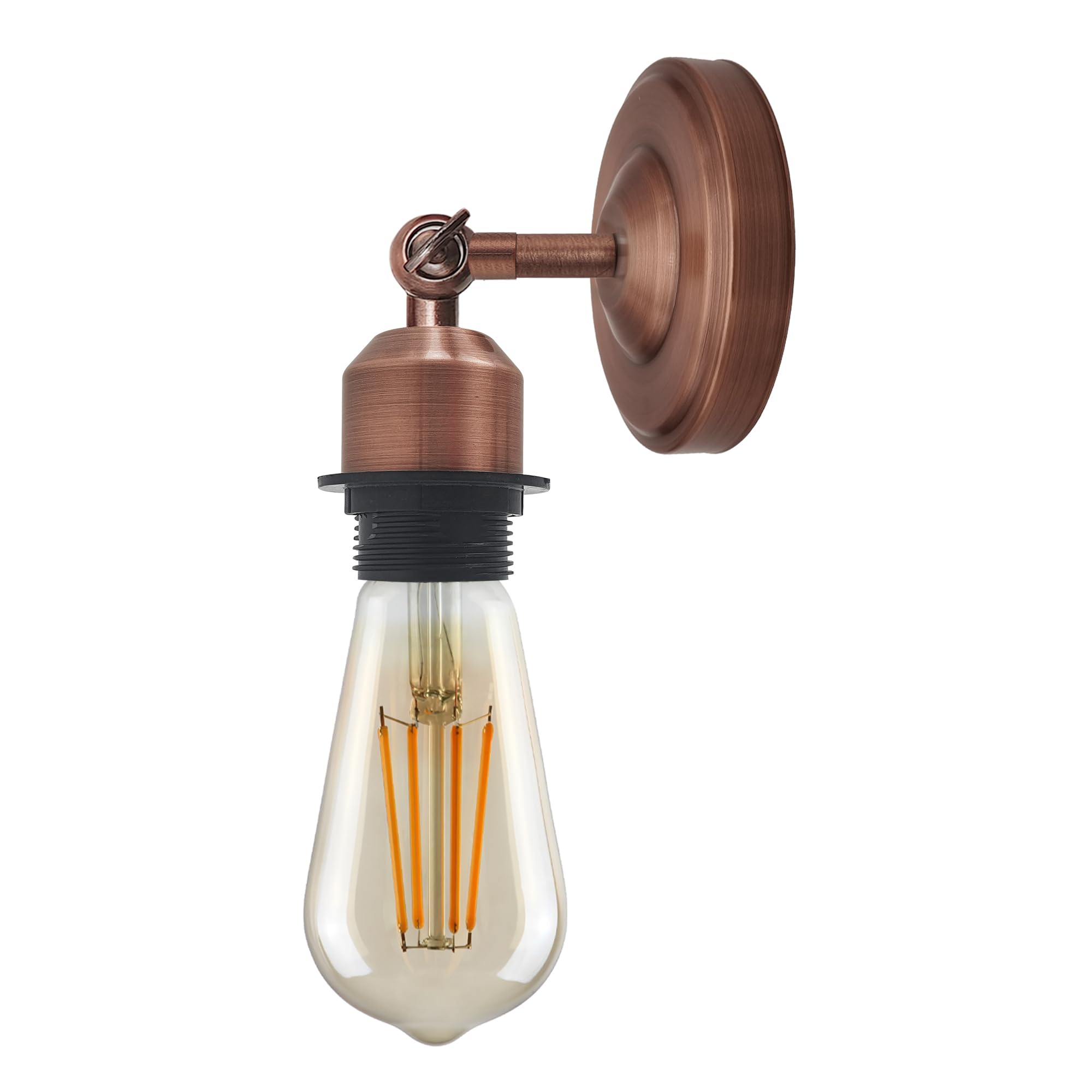 LEDSone 2 Pack Industrial Vintage Copper Wall Light E27 Metal Sconce