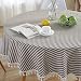 Lahome Stripe Tassel Tablecloth - Cotton Linen Table Cover Kitchen Dining Room Restaurant Party Decoration (Round - 60", Coffee)