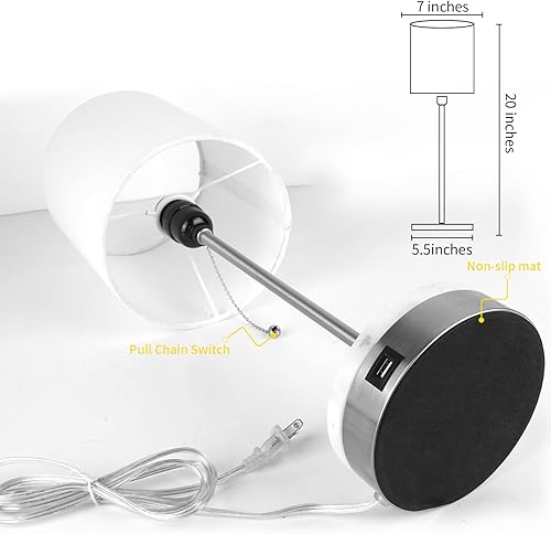 Miniatura 3 de Juego de 2 lámparas de mesa con control táctil, lámpara de noche moderna y contemporánea con puertos USB, salida de CA, regulable de 3 vías, lámpara