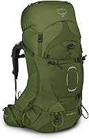 Vista 20 de Osprey Aether 65L Mochila de mochilero para hombre, color verde mostaza ajo, S/M, ajuste extendido