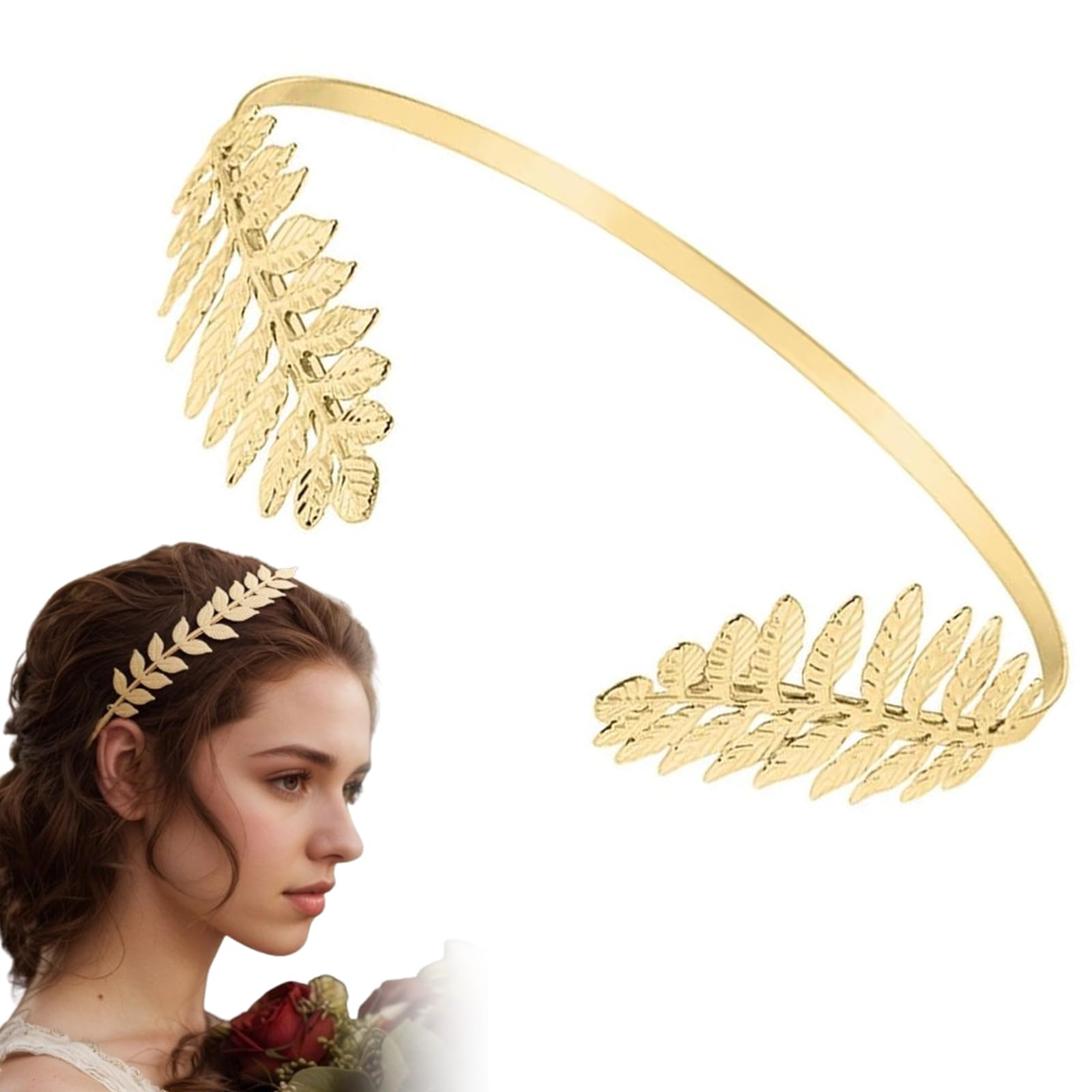 Amazon.com : DOMTKBE Back-Worn Leaf Metal Headband, Goddess  display picture 2
