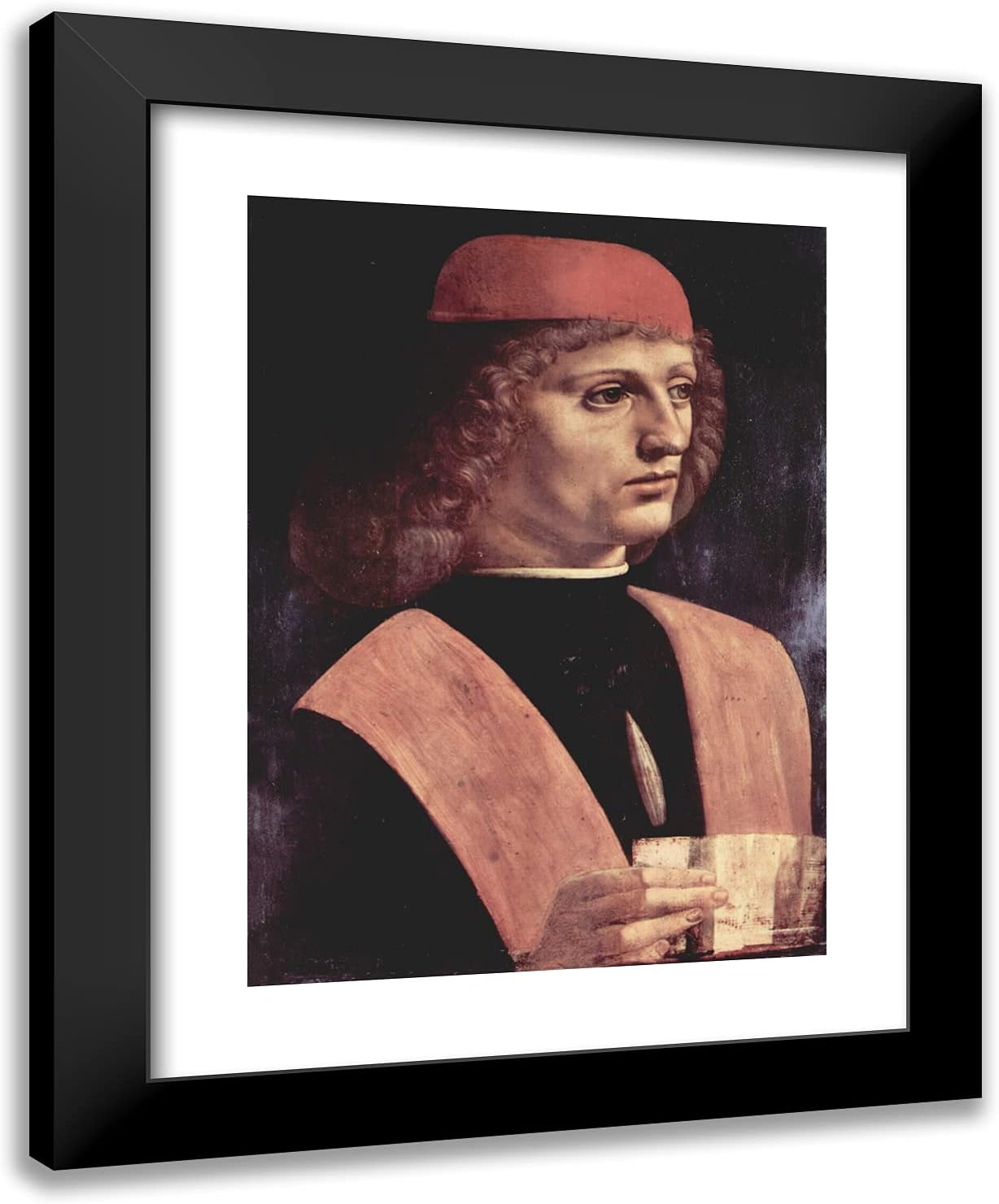 ArtDirect Da Vinci, Leonardo 20x24 Black Modern Framed Art Print Titled: Portrait of a Musician