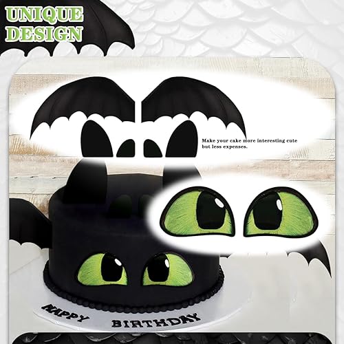 Miniatura 2 de Juego de 28 adornos negros para tartas de dragón de dibujos animados y adornos para cupcakes, fiesta de cumpleaños, temática de película,