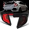 Ronnin - Fits 2017-2021 Honda Civic Hatchback Full LED Tail Lights Animated Startup Effect Sequential Signal Lamps Replacement Pair | Black Smoke