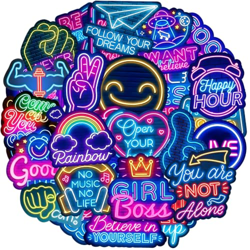 Aufkleber 100 St&uuml;ck Neon Spr&uuml;che Sticker Set, Positive Affirmationen Inspirierende Zitate, Motivationssticker, Belohnungsaufkleber, Wasserfeste Vinyl Sticker f&uuml;r Scrapbook Journal Laptop Notizbuch etc