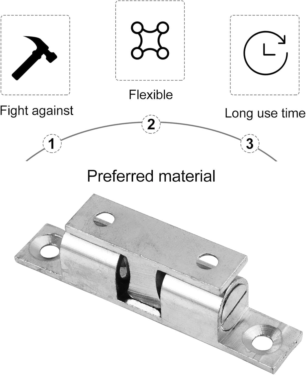 6 Pcs Solid Brass Door Latch Ball Tension Roller Silver Copper Catch Lightweight Cabinet Doors Adjustable Tension