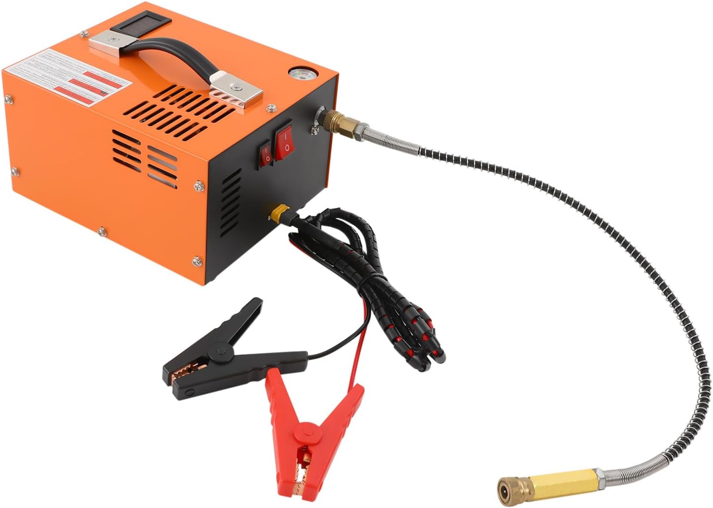 PCP Air Compressor 4500Psi 30Mpa,12V DC/110V AC PCP Air Compressor Pump with Built-in Fan,Scuba Tank Compressor Pump,PCP Airgun Compressor with Transformer (Orange)