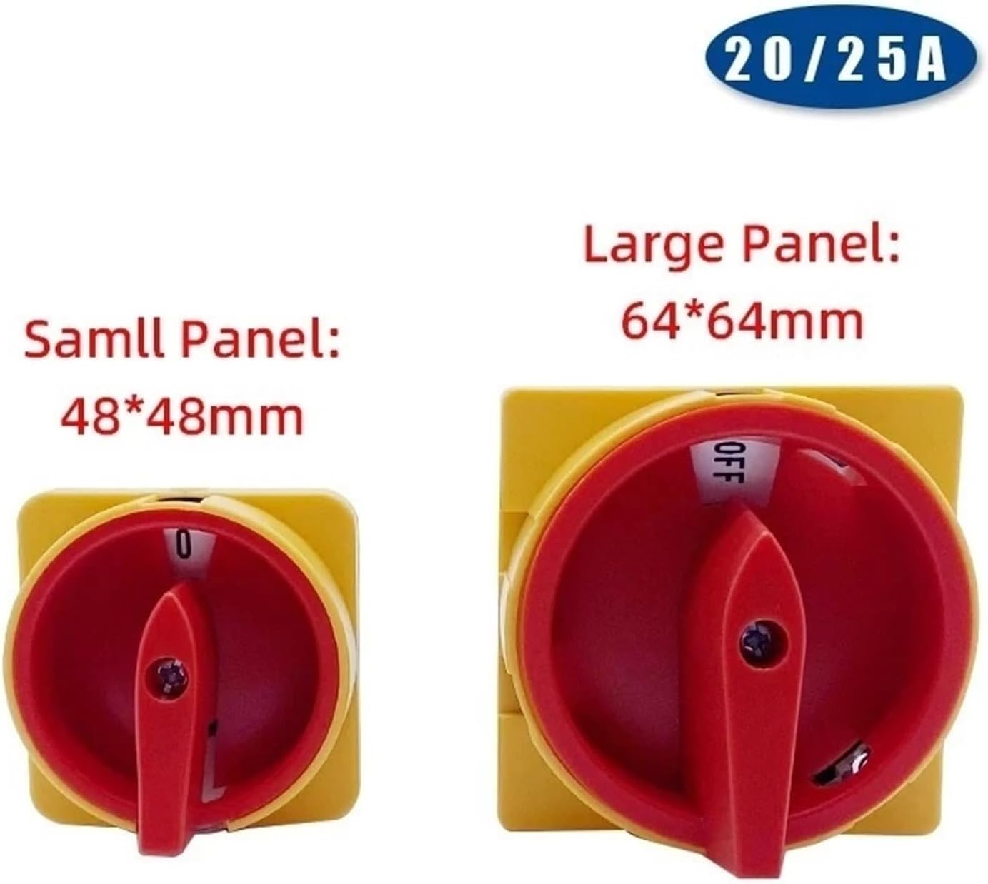 LW26GS-20A 25A DIN Rail mounting Off-ON Two-Stage CA10 48x48mm 64x64mm Circuit Breaker Isolator Padlock Rotary cam Switch(20A 48X48mm Off-ON)