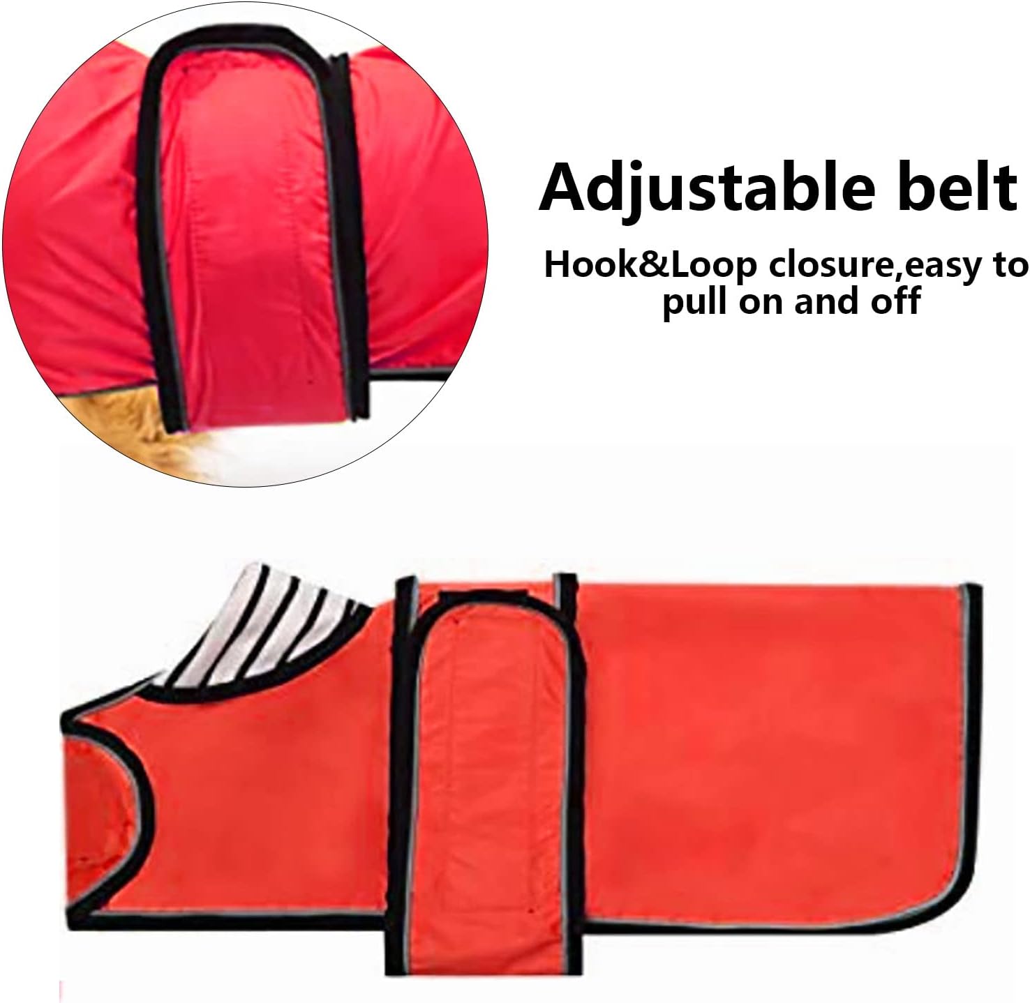 Dog Raincoat Corgi rain Coat pet Waterproof Jacket fit for Corgi Weiner Wide Body Long Back Breeds with Reflective Stripe Great Coverage red M