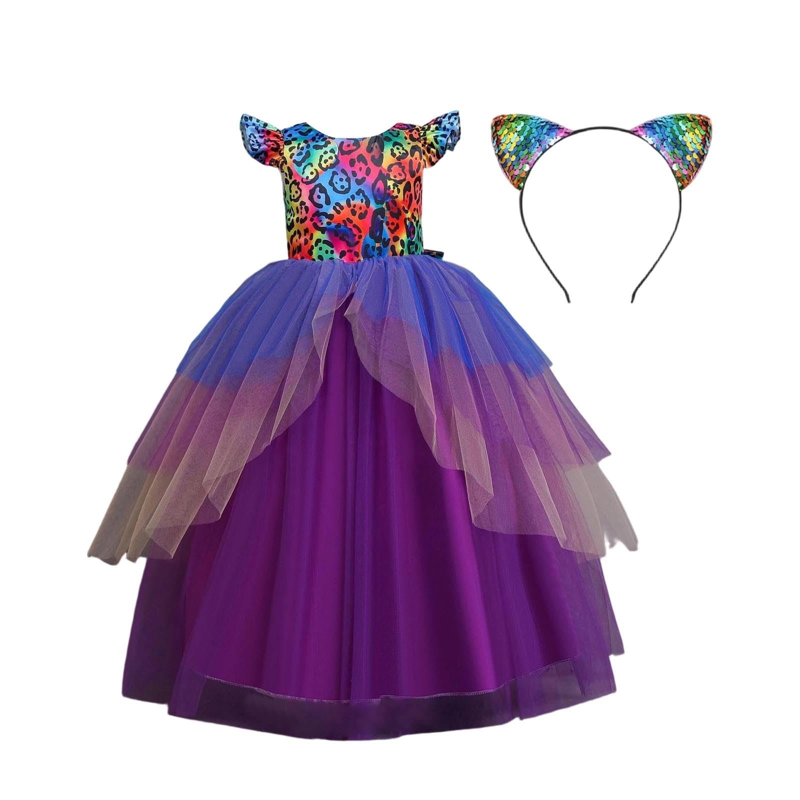 Disfraz Halloween NiñA NiñO Elegante Disfraz Princesa para niña con Vestido Infantil Atuendo Halloween Juvenil con Mangas Vuelo y Falda Tul