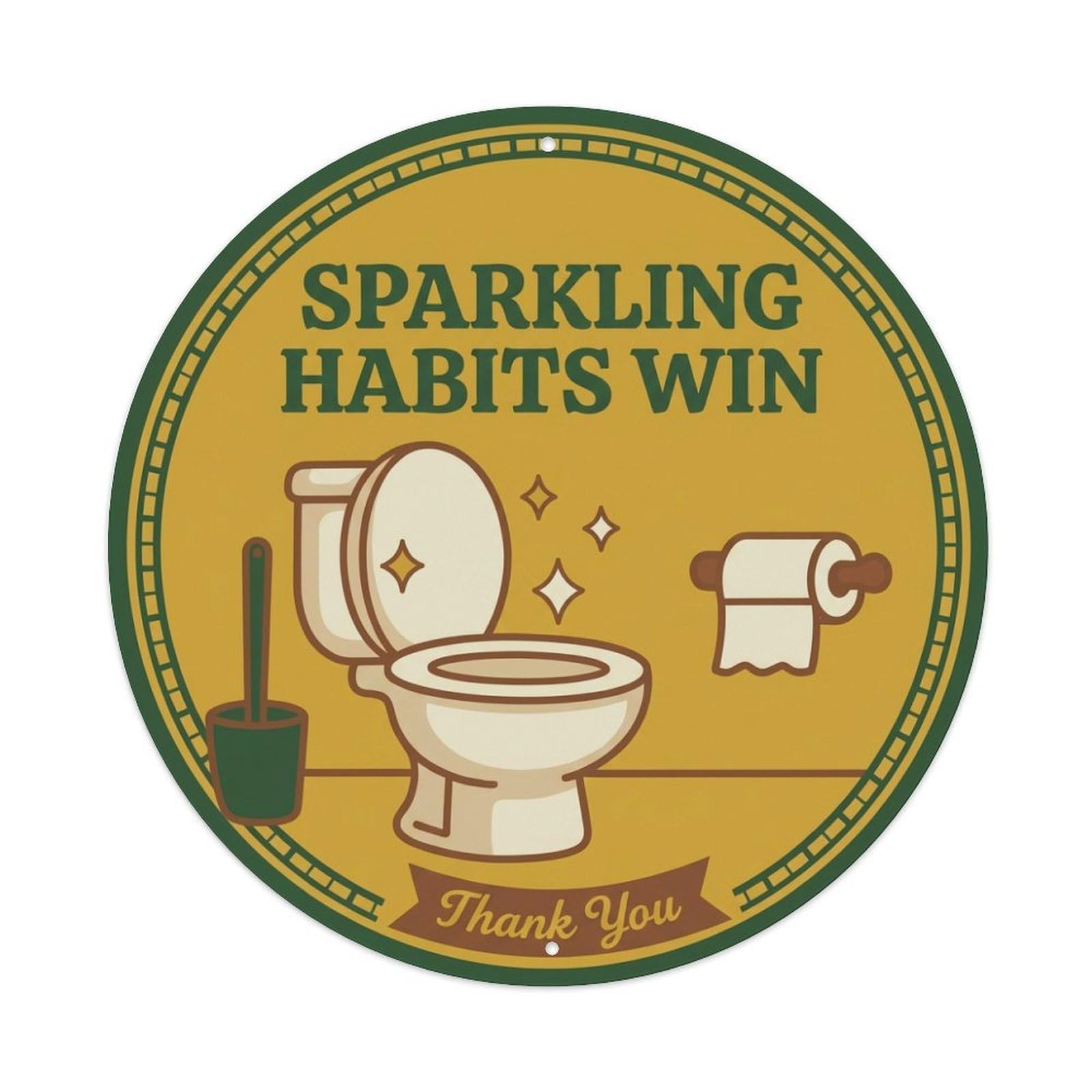Galvaxio Style Toilet Clean Bathroom Reminder Sparkling Habits Win Metal Tin Sign
