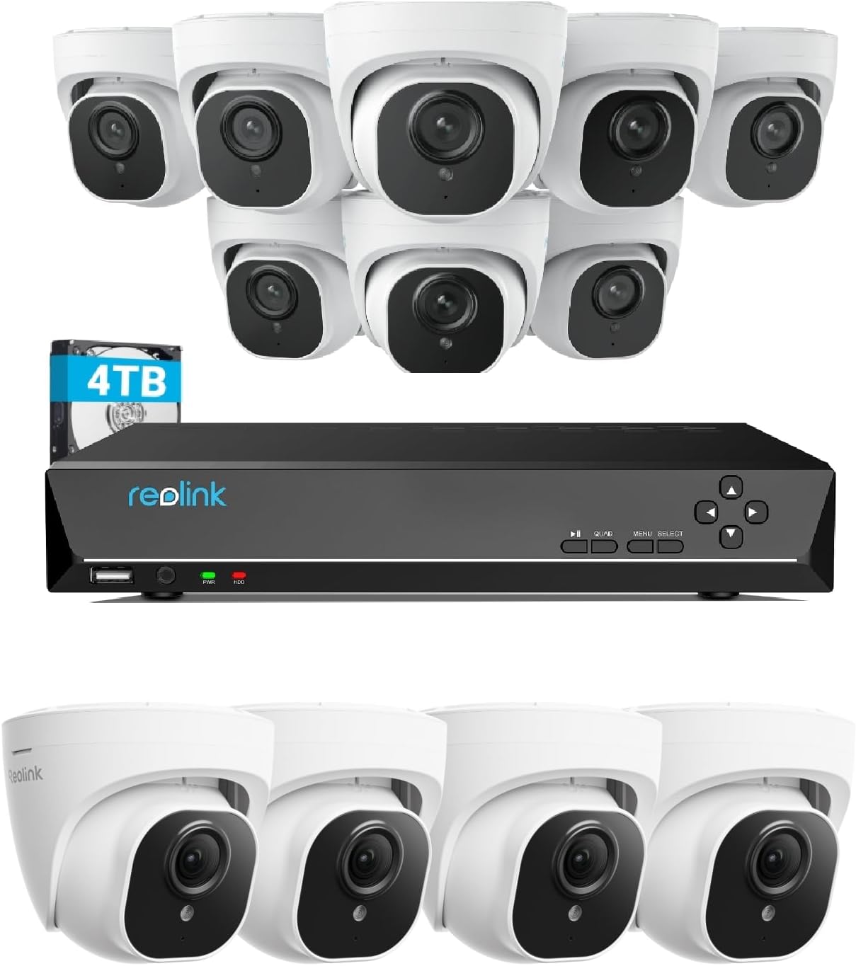 Professional 16CH PoE Security System Expansion Bundle: 4TB NVR with 8x 4K Cameras + 4 Additional 5MP HD Cameras for Maximum Coverage | Person/Vehicle Detection, Audio, Night Vision