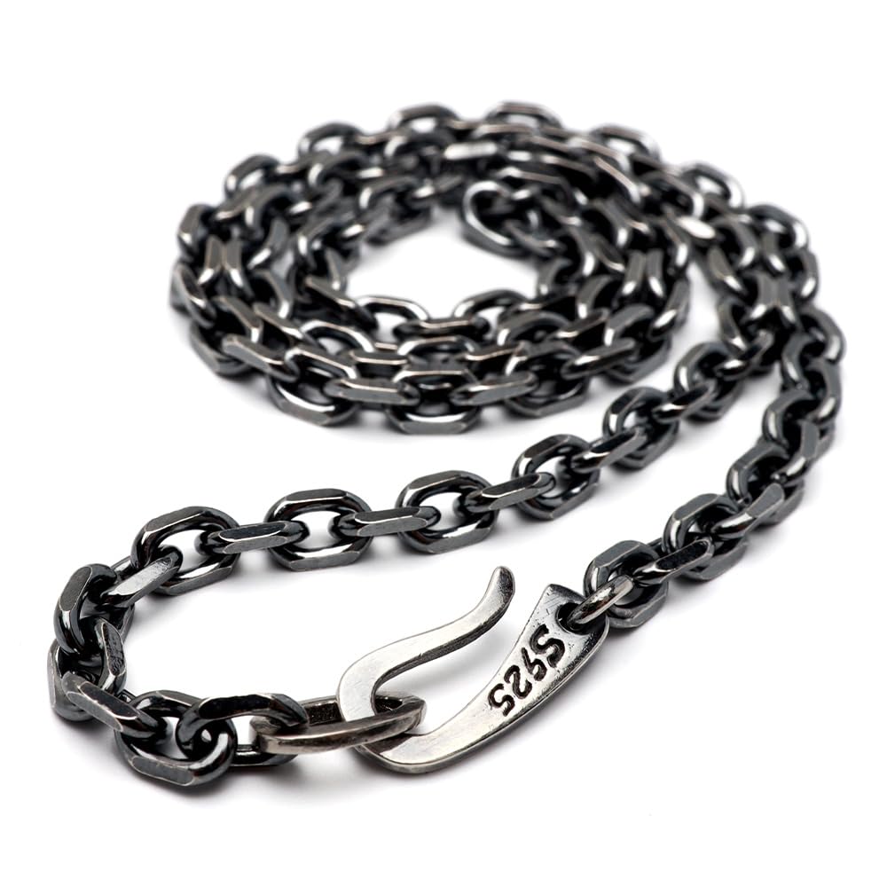 Amazon | 「silverKYASYA」シルバー925素材 燻し仕上げ あずきチェーン