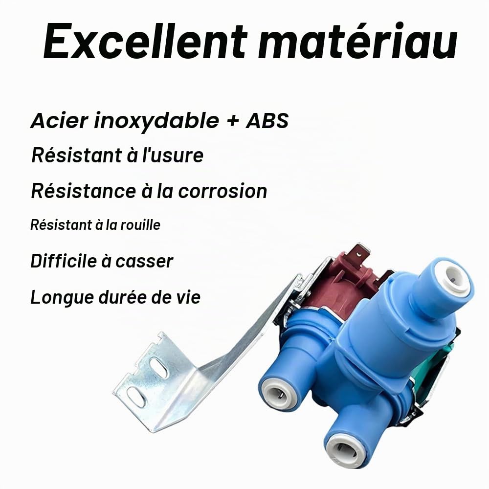 Vanne d'entrée d'eau pour réfrigérateur, électrovanne de rechange compatible avec les réfrigérateurs Whirlpool, Kenmore, KitchenAid (W10179146)