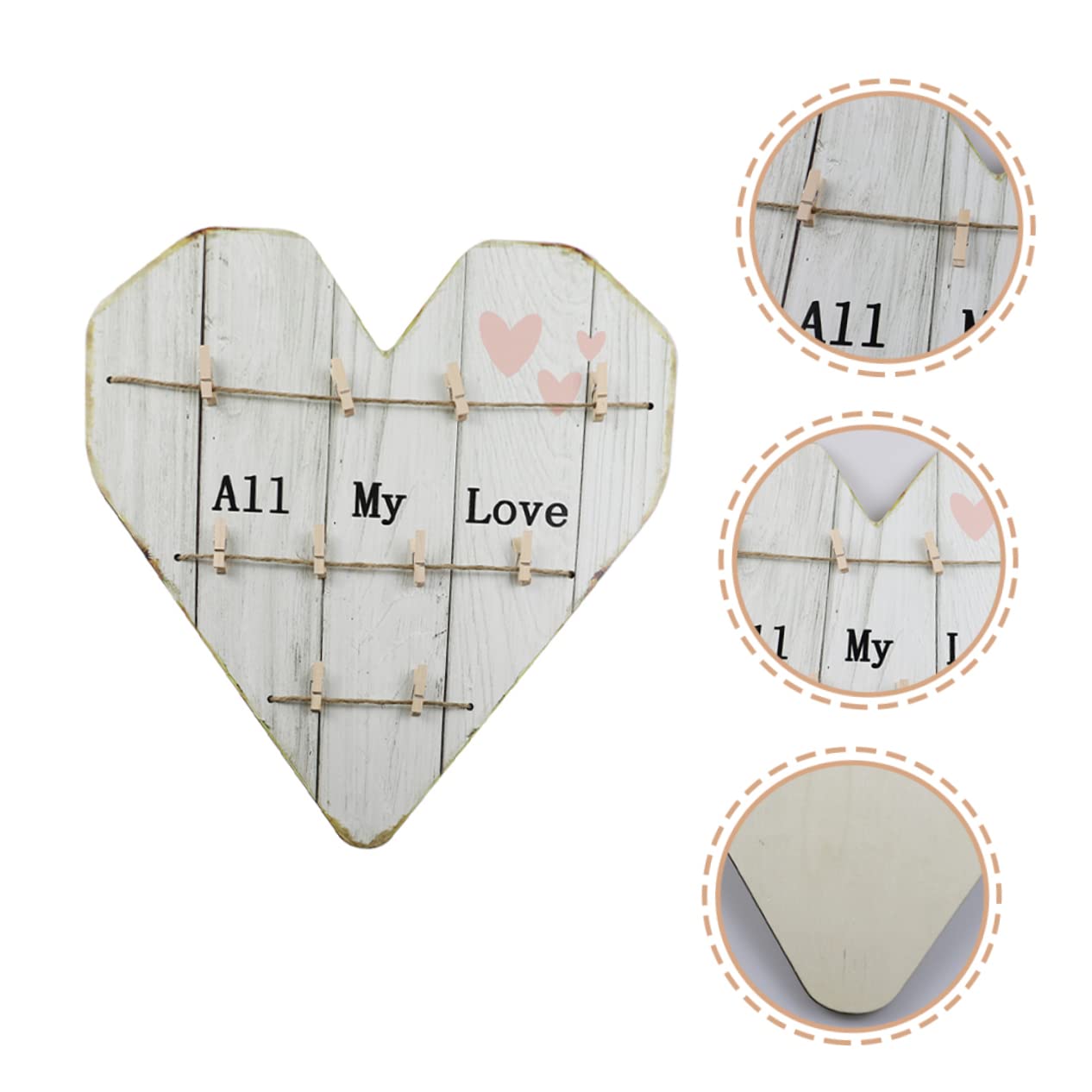 Didiseaon Legno Decorazione da Parete Rustico Beige, Portafoto a Forma di Cuore Stile Farmhouse, Matrimonio Festa, e Casa