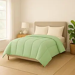 Edredom Dupla Face Matelado Grande Hipoalergênico Toque Macio (Verde-Água, Casal Queen)