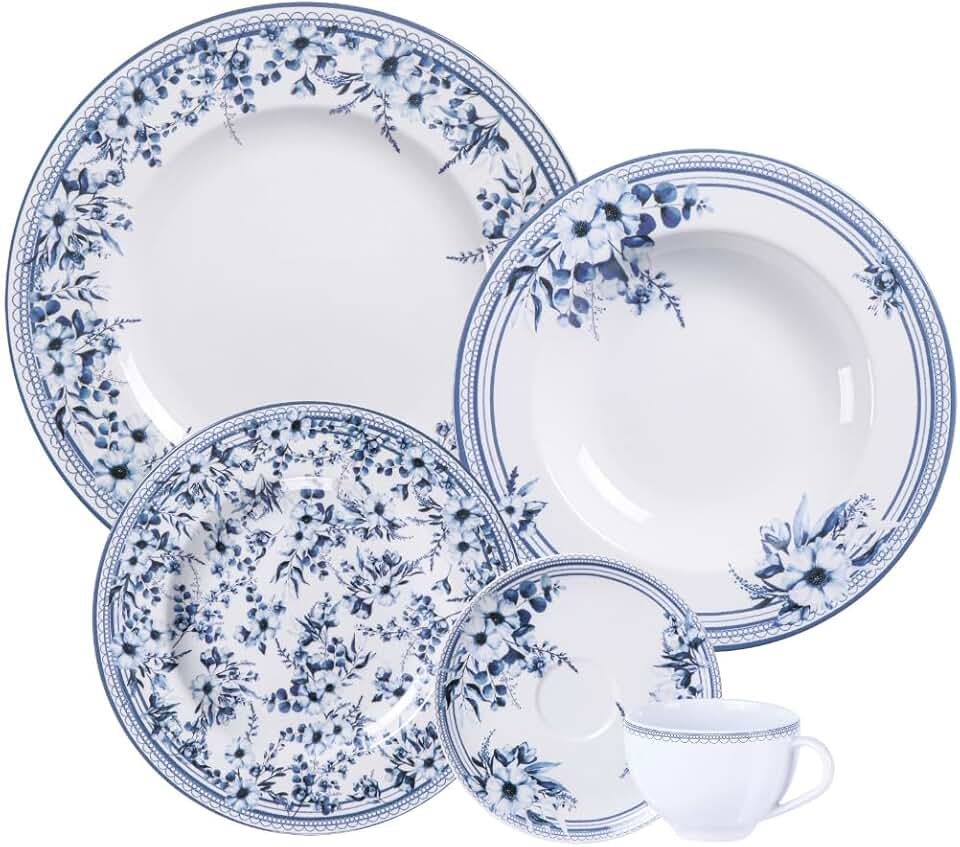 Aparelho de Jantar Tramontina Azzura em Porcelana Decorada 20 Peças