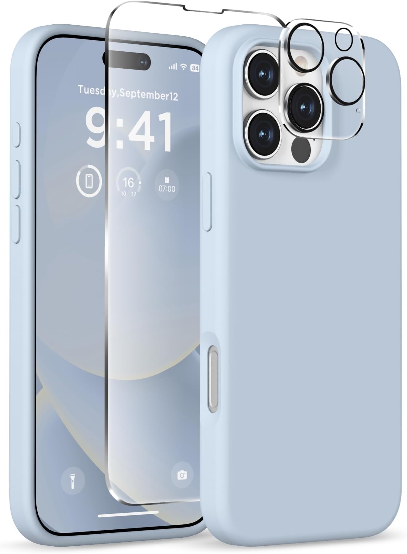 Magnetic for iPhone 16 Pro Max Case, Silicone Cover, Baby Blue