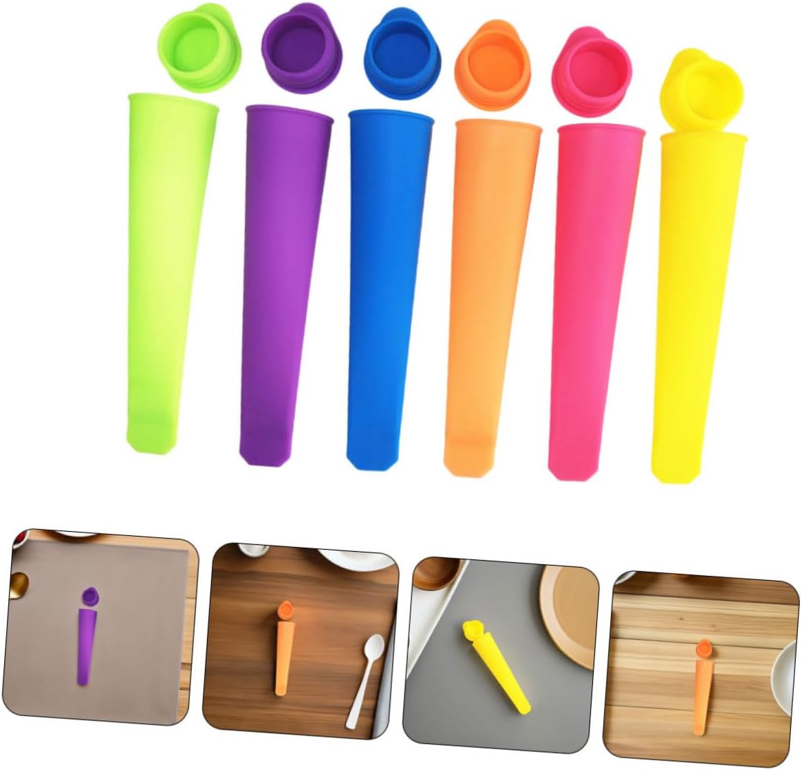 Silicone Ice Pop Molds Long Shape Reusable 2 Sets for DIY Desserts