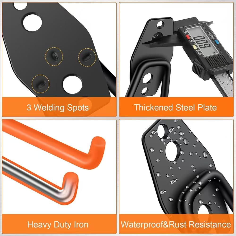 Fosiweelo Garage Hooks Pack of 12, Garage Storage System Hooks for Hanging Ladders, Bicycles, Power Tools and More Tools