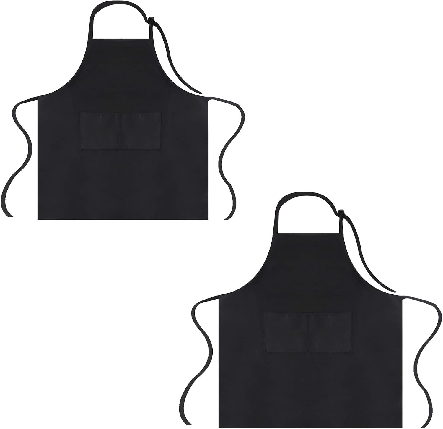 AGLIFEFY 2 PACKS Adjustable Bib Apron Waterdrop Resistant Kitchen Chef Aprons Black