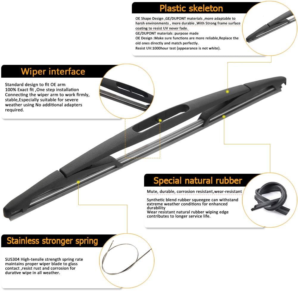 15277756 Rear Window Wiper Blade Arm Replacement for Chvey Tahoe Suburban Cadillac Escalade GMC Yukon,2007-2014 Back Windshield Wiper Accessories OEM 15277756 Blade:12"